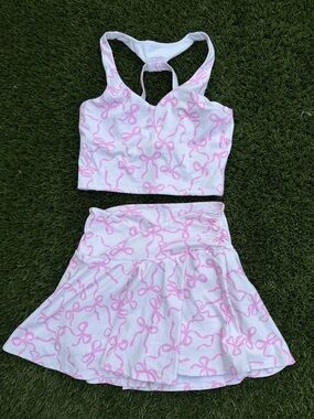 Altar’d State Set Small Pink Bow Print Tennis Skirt + Top 🎀💕